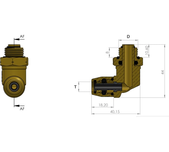 Изображение товара Фитинг угловой 90° резьба/трубка шарнирный M22x1.5-8x1 мм ORPASAN ORP 4416