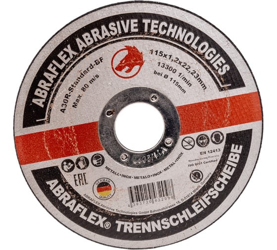 Изображение товара Круг отрезной по металлу + нержавейке (115x1.2x22 мм) Abraflex А115122223