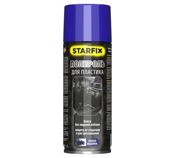 Изображение товара Полироль для пластика STARFIX новая машина (аэрозоль) 650 мл SM-49685-1