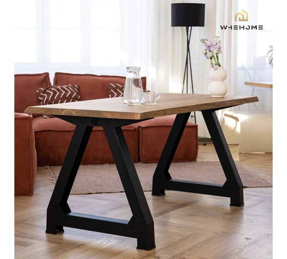 Изображение товара Ножки металлические для стола, подстолье в стиле "LOFT" WHEHOME (опоры - 2 шт, 70x72x70 см) WHdb20240015