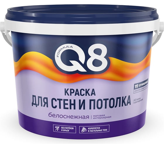 Изображение товара Водно-дисперсионная краска для стен и потолков ПРЕСТИЖ "FORMULA Q8" 4.5 кг 261417