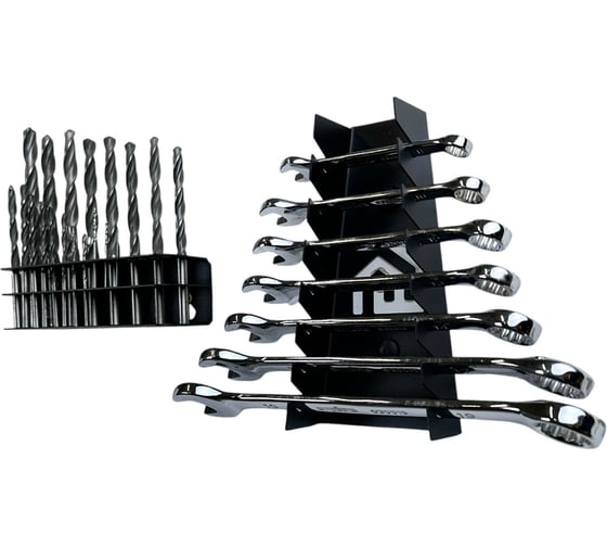 Изображение товара Набор держателей WHEHOME для инструментов (набор 2 в 1 состоит из настенных держателей сверл, 150x40x40 и гаечных ключей, 85x155x35) WHdb20240007