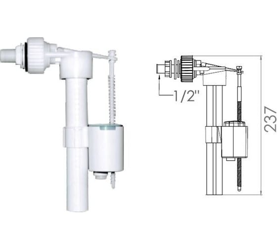 Изображение товара Поплавочный клапан боковой подачи воды AV Engineering, 1/2, пл. резьба AVE129704