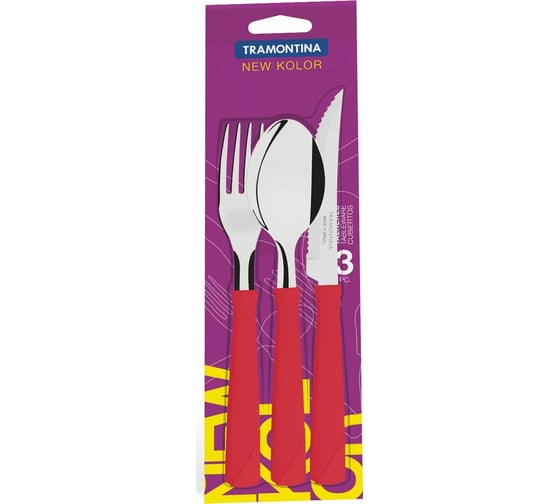Изображение товара Набор столовых приборов Tramontina NEW KOLOR 3 предмета красный 23199/769-TR