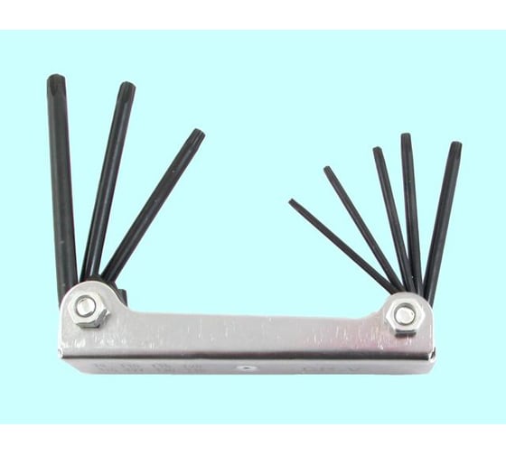 Изображение товара Набор шестигранных ключей TORX CNIC 2210 T9, Т10, Т15, Т20, Т25, Т27, Т30, T40 в металлическом корпусе, СrV, 8 шт. 48762