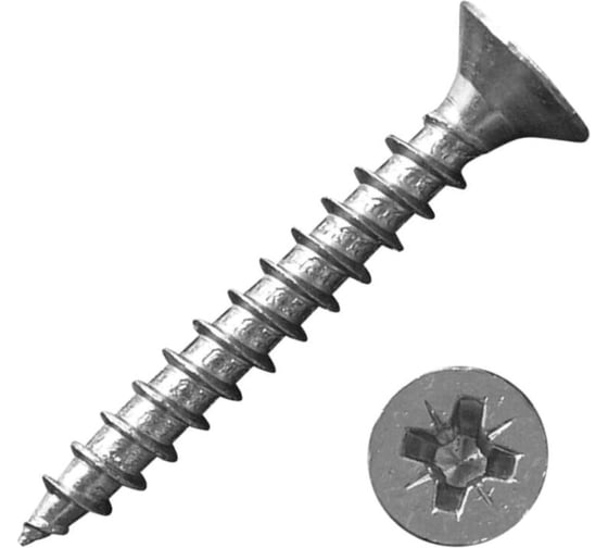 Изображение товара Саморез универсальный МЕТАЛЛСЕРВИС 5x80 мм, белый цинк, 100 шт. МС 1269227