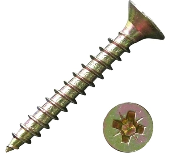 Изображение товара Саморез универсальный МЕТАЛЛСЕРВИС 6x80 мм, желтый цинк, 75 шт. МС 1268388