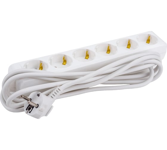 Изображение товара Удлинитель IEK У06, 6 мест, 2Р+PЕ, 3 метра, 3х1мм2, 16А/250 WYP10-16-06-03-Z-N