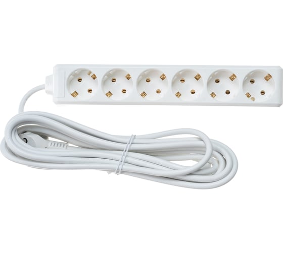 Изображение товара Удлинитель IEK У06, 6 мест, 2Р+PЕ, 5 метров, 3х1мм2, 16А/250 WYP10-16-06-05-Z-N