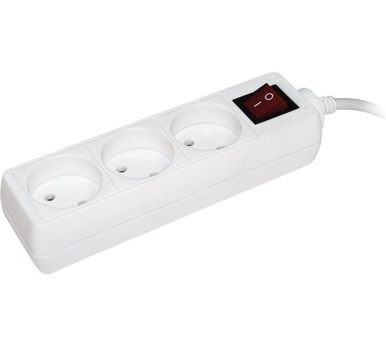 Изображение товара Удлинитель IEK У3К-выключатель, 3 места, 2Р/3 метра, 2х0.75мм2, 10А/250 WYP10-06-03-03-K-N