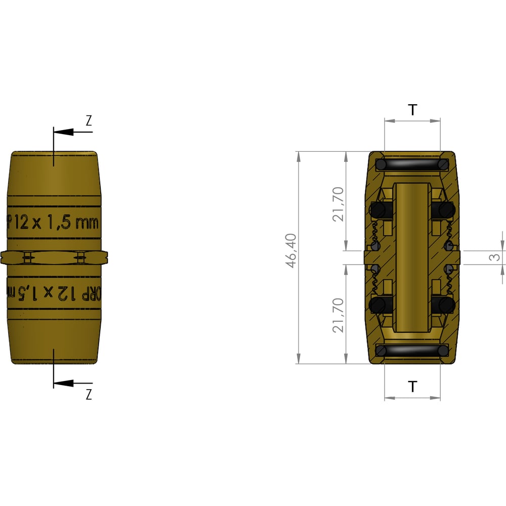 Изображение товара Фитинг прямой ORPASAN 9x1.5 мм из латуни для трубопроводов