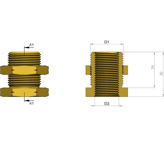 Изображение товара Переходник с гайкой 25 мм, M22/F161.5 ORPASAN ORP 4598