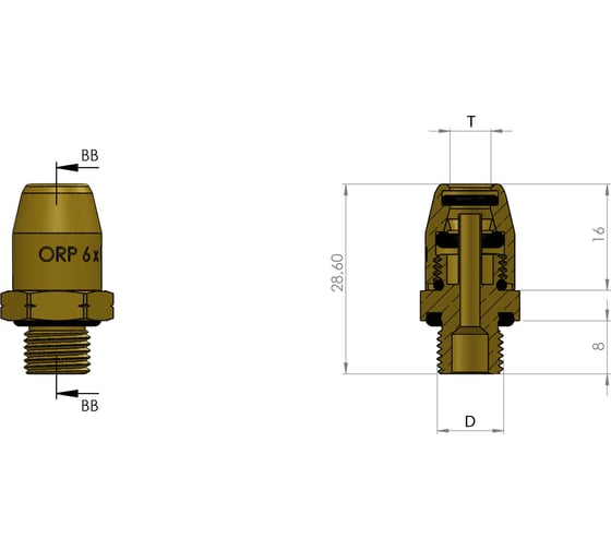 Изображение товара Фитинг прямой M16x1.5-6x1 мм ORPASAN ORP 4126