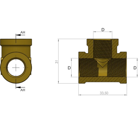 Изображение товара Адаптер тройник Т-образный F12/F12/F12x1.5 ORPASAN ORP 4470