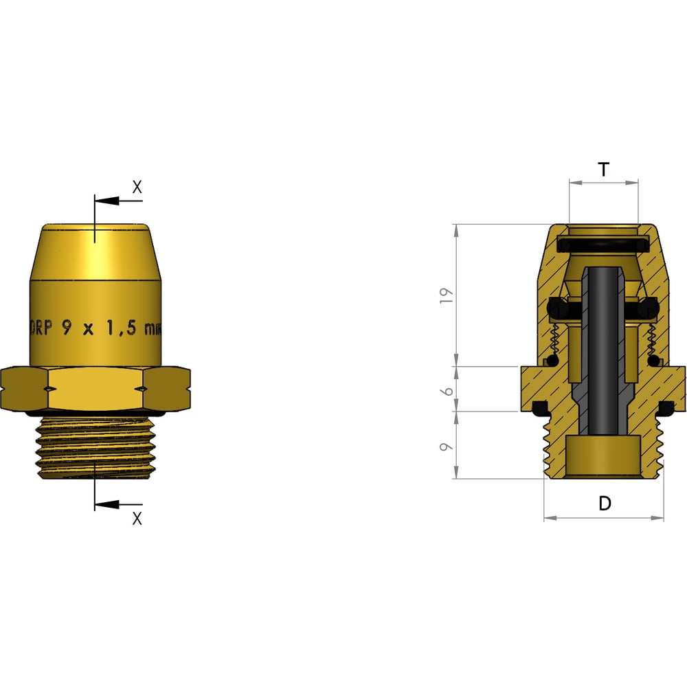 Изображение товара Фитинг прямой M16x1.5-9x1.5 мм латунь ORPASAN 4146