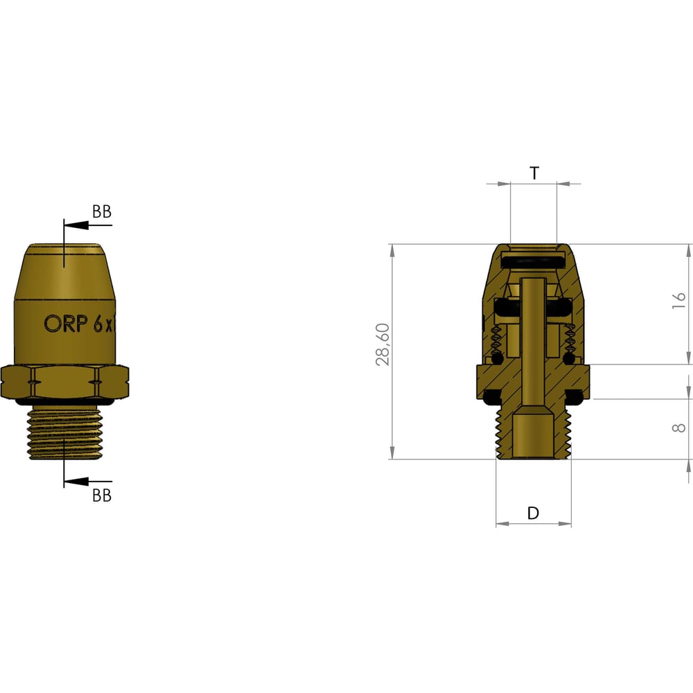Изображение товара Фитинг прямой R1/8-6x1 мм латунный ORPASAN