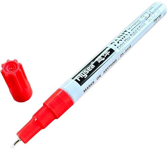 Изображение товара Маркер для маркировки кабеля и проводов FLYSEA Paint Marker с тонким наконечником 0,7 мм, красный FS-119-red