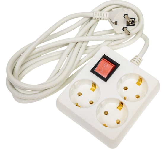 Изображение товара Удлинитель IEK У-С03К-выключатель, 3 места, 2Р+PЕ/3 метра, 3х1мм2, 16А/250 WYP30-16-03-03-ZK-N