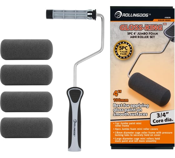 Изображение товара Набор малярный Rollingdog GLOSS-KING Jumbo, 100 мм, ворс 12 мм, 5 предметов, 70278