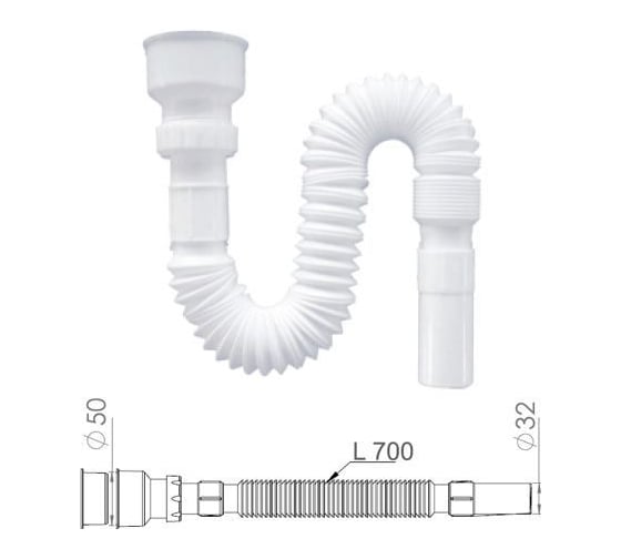 Изображение товара Сифон для писсуара гофрированный AV Engineering AVE129789