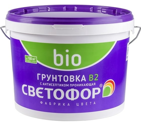 Изображение товара Концентрированная грунтовка с антисептиком Светофор B2 10кг ЗОР00008847