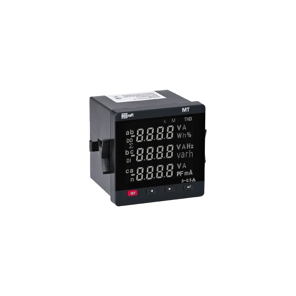 Цифровой мультитметр DEKraft 96x96мм трехфазный, вход 100В 5А, LED-дисплей МТ-96D 51418DEK