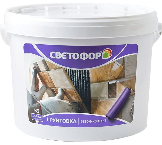 Изображение товара Грунтовка Светофор B3 Бетон-контакт, розовая, 3кг ЗОР00007289