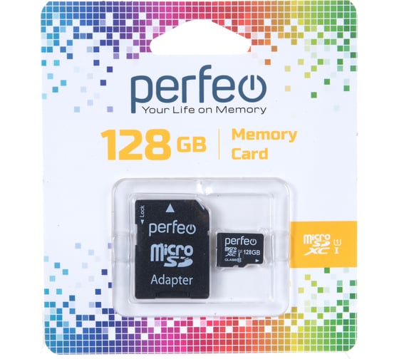Изображение товара Карта памяти Perfeo microSDXC, 128GB, Class 10, UHS-1, с адаптером 30007697