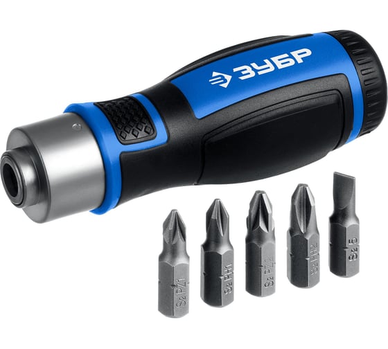 Изображение товара Реверсивная отвертка с насадками ЗУБР 6 предметов 25171