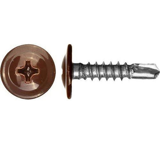 Изображение товара Саморезы с пресс-шайбой Госкреп сверло, 4.2х16 мм, коричневые, RAL8017, 35 шт. 1-0017440