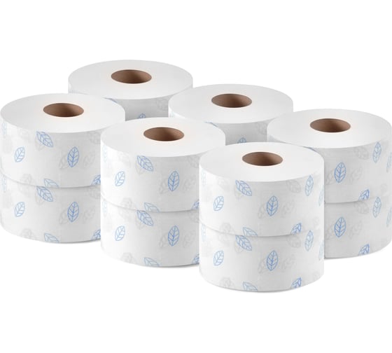Изображение товара Туалетная бумага Бумага Сити 2сл, 170м, белая, целлюлоза, тиснение синий листик, 12 шт БС-2-170-ТБЛ (12 шт) М