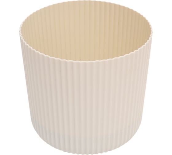 Изображение товара Кашпо IDEA ВЕЛЬВЕТ D160 мм 2,5л с пристегнутым поддоном, белый ротанг М 3181