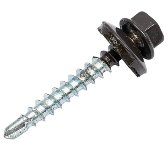 Изображение товара Саморез кровельный МЕТАЛЛСЕРВИС 4,8x70 RAL 8019 серо-коричневый, по дереву, 30 шт., коробка с окном МС 1271085