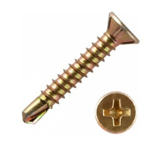 Изображение товара Саморез оконный МЕТАЛЛСЕРВИС желтый цинк, 3,9x19 сверло, 500 шт., ведро МС 1271117