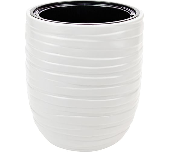 Изображение товара Кашпо IDEA ЛАЙН D350 мм H 390 мм со вставкой, белый М 3411