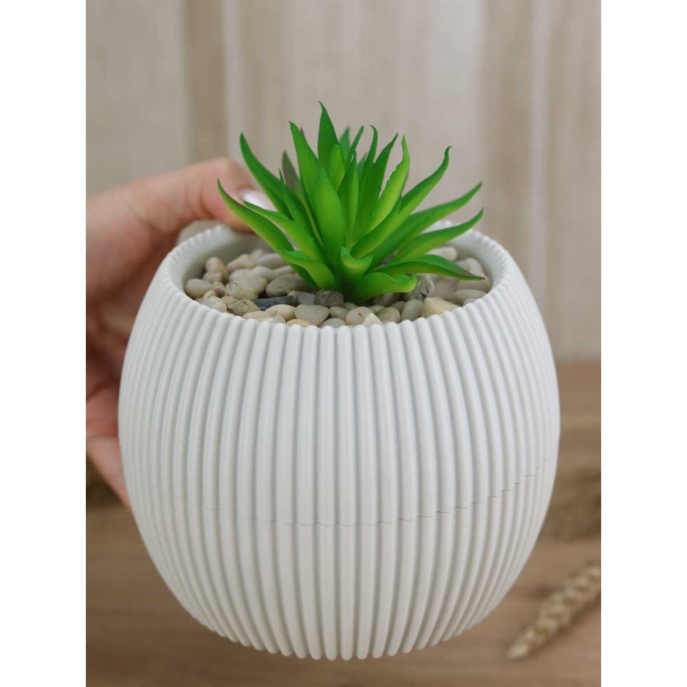 Изображение товара Кашпо IDEA ПИКАНТО D115 мм 0,35л белый ротанг М 3211