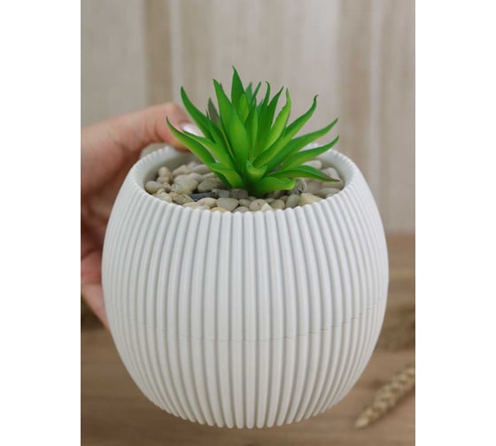 Изображение товара Кашпо IDEA ПИКАНТО D115 мм 0,35л, белый ротанг М 3211