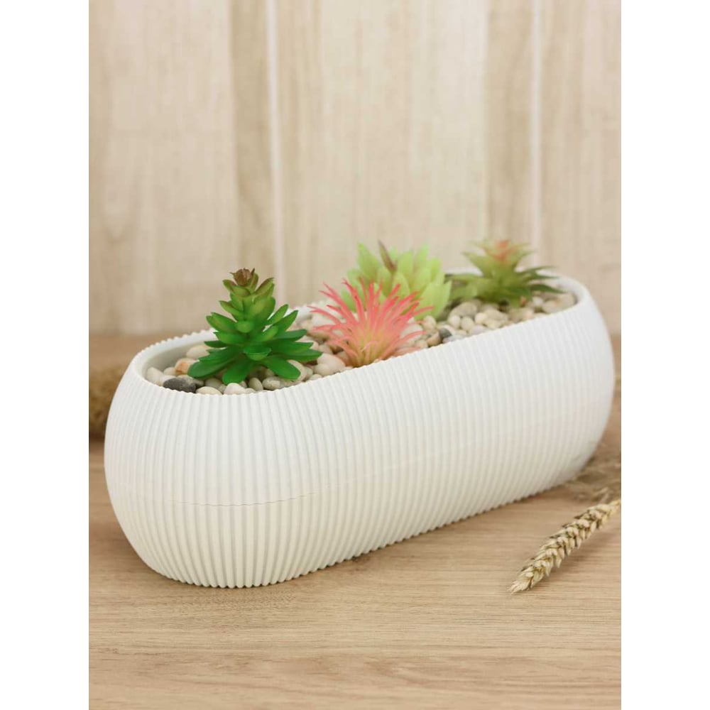 Изображение товара Кашпо IDEA ПИКАНТО овальное 1,3л белый ротанг М 3210