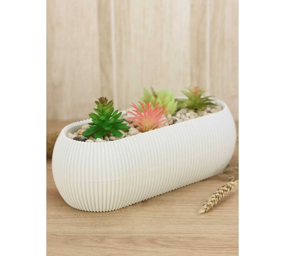 Изображение товара Кашпо IDEA ПИКАНТО овальное 1,3л, белый ротанг М 3210