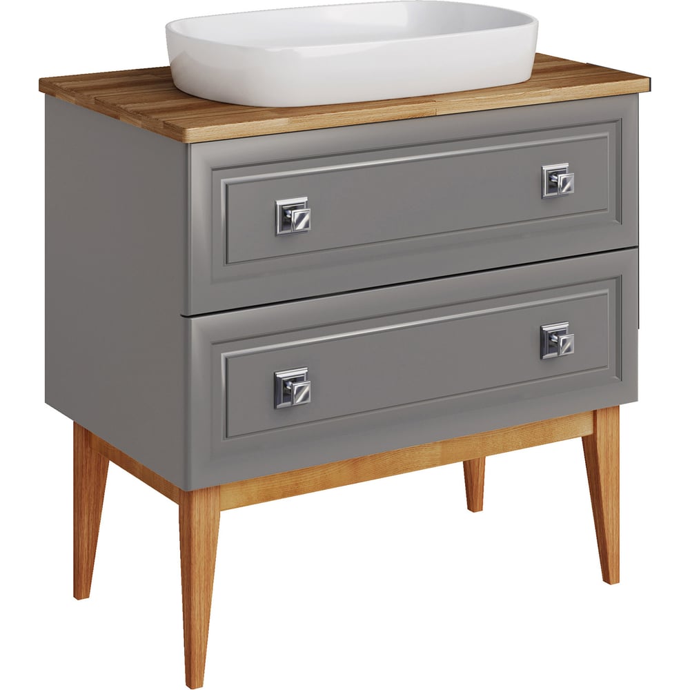 Изображение товара Подстолье АСБ-МЕБЕЛЬ Каталина 80 Grey современное напольное с системой хранения 2 ящиками