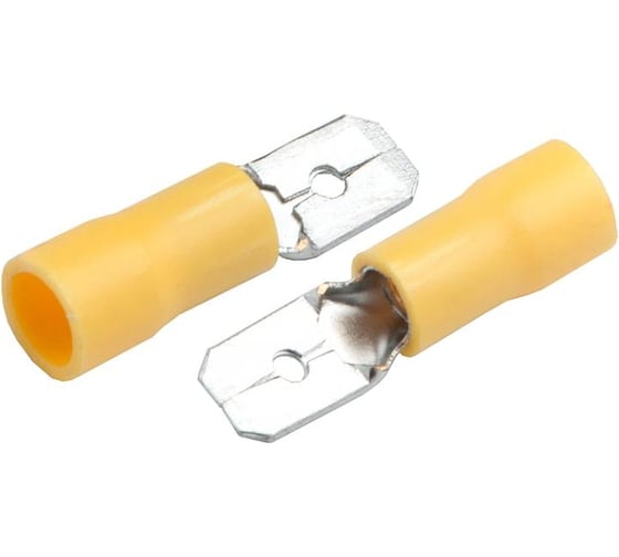 Изображение товара Разъем General Lighting Systems РпИп 5,5-6-0,8 (плоский) "папа" GRIP-5,5-6,35-50 Желтый, 50 штук 476225