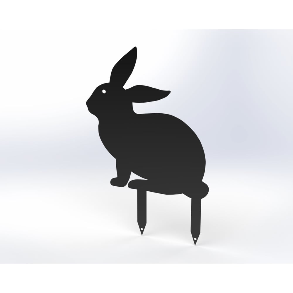 Изображение товара Металлическая садовая фигурка Зайка модель 1 черная для украшения сада и двора