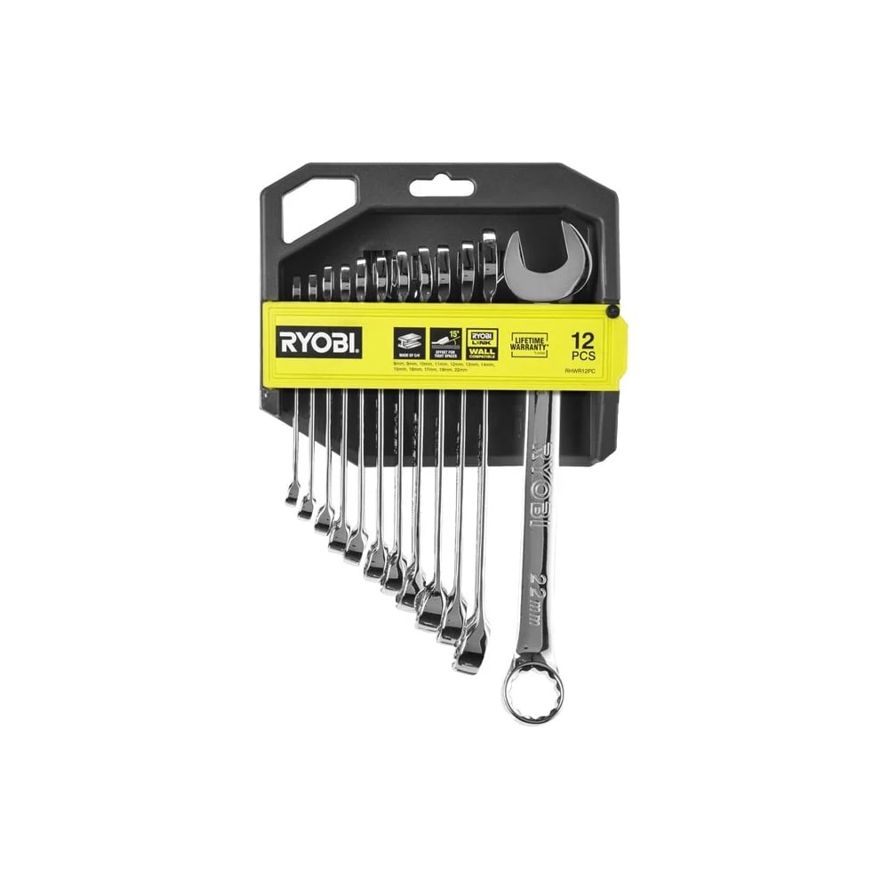 Изображение товара Набор ключей Ryobi RHWR12PC 12 шт. из CrV для гайков и болтов