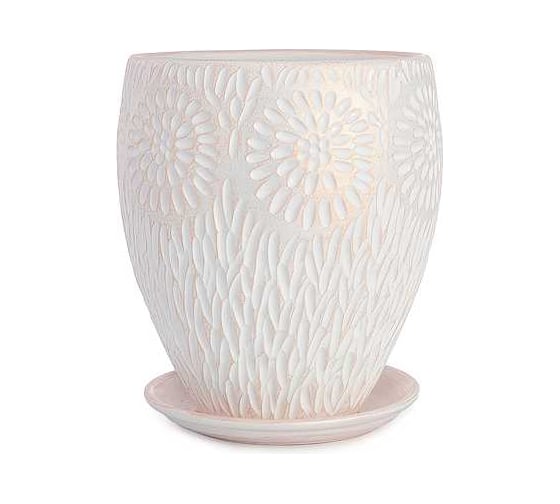 Изображение товара Кашпо керамика с поддоном Сады Аурики Астра конус, бело-жемчужный, d21 см, h27 см, 8 л 26 323 071268