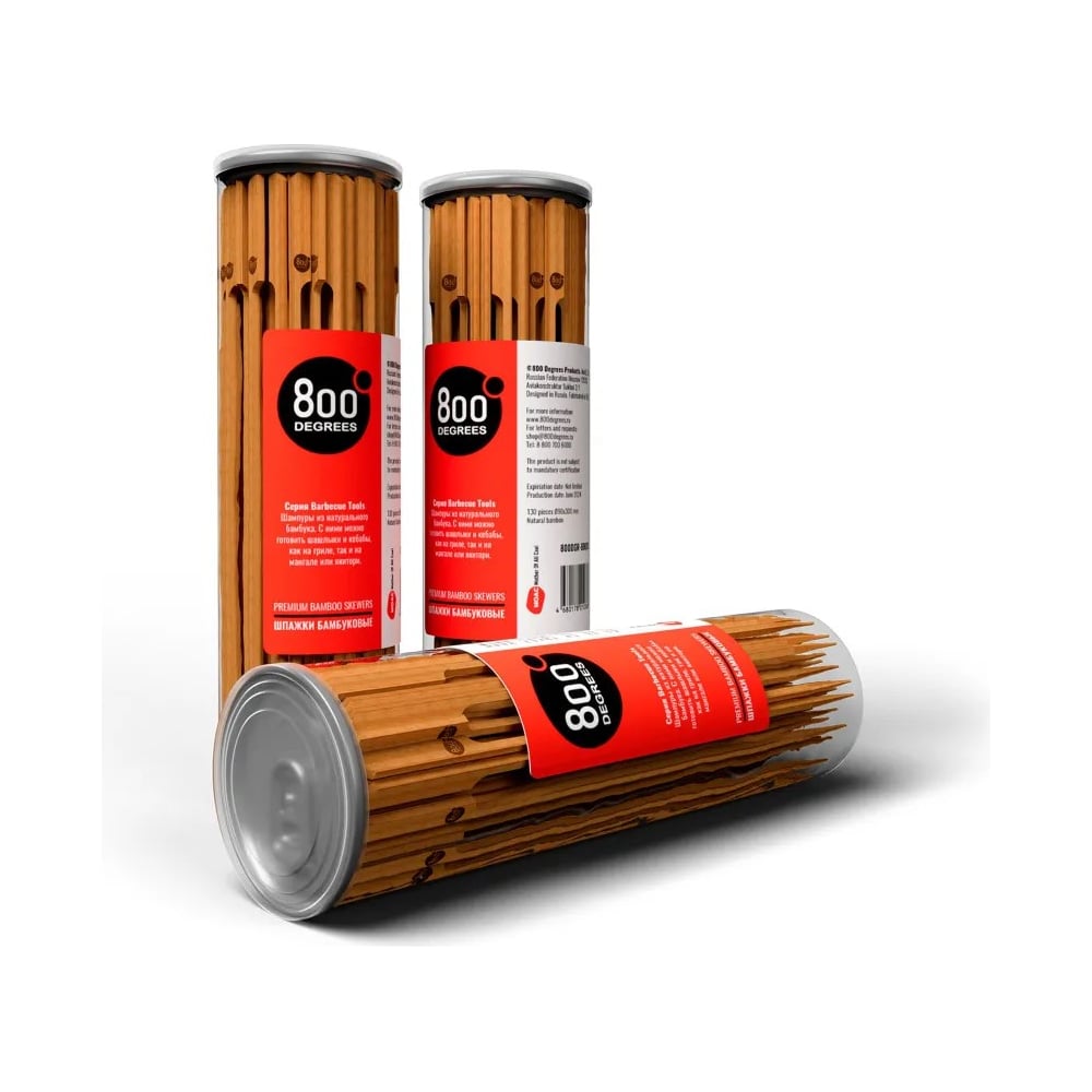 Изображение товара Длинные бамбуковые шпажки 800 Degrees Bamboo Skewers 130 шт практичные и экологичные