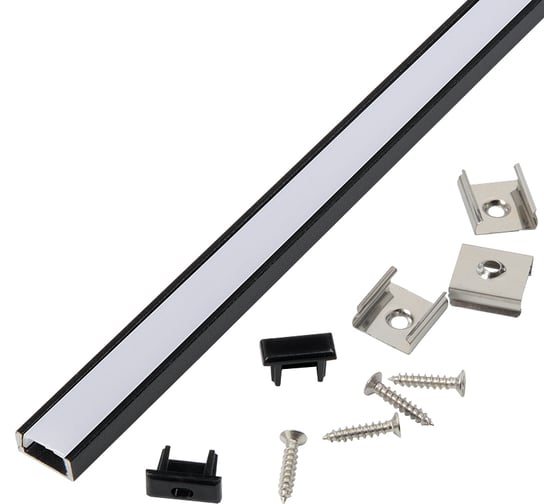 Изображение товара Алюминиевый профиль для светодиодной ленты General Lighting Systems 2 метра, 7х16мм, черный GAL-GLS-2000-7-16-B 523310