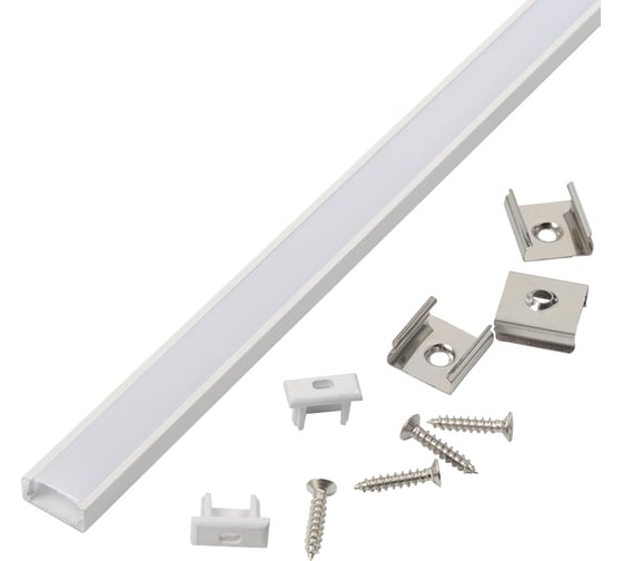 Изображение товара Алюминиевый профиль для светодиодной ленты General Lighting Systems 2 метра, 7х16мм, белый GAL-GLS-2000-7-16-W 523320
