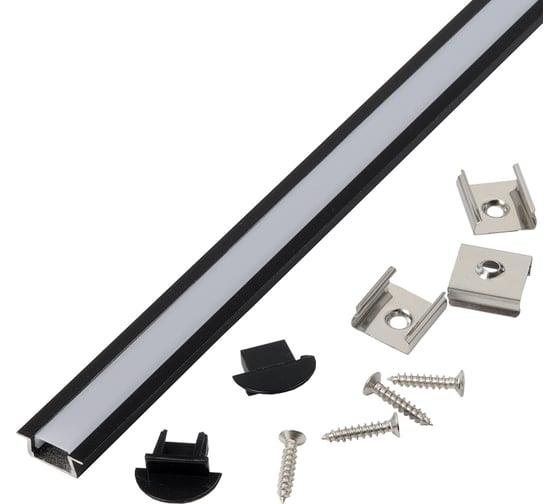 Изображение товара Алюминиевый профиль для светодиодной ленты General Lighting Systems 2 метра, 7х22мм, черный GAL-GLS-2000-7-22-B 523120