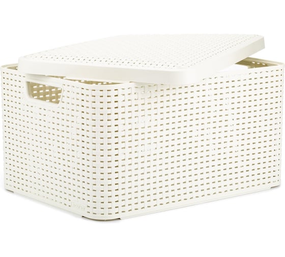 Изображение товара Корзина CURVER RATTAN STYLE BOX L 30л+крышка кремовая 03619-885