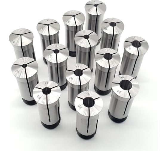 Изображение товара Комплект зажимных цанг 5С, 3-16 мм ТЕХНОРЕАЛ МА320051505